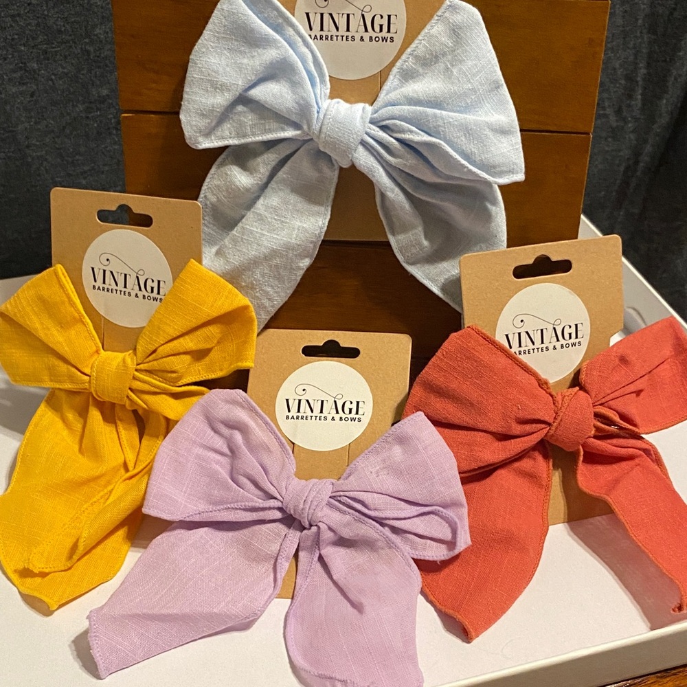 Vintage Kids Bow Set - Yellow, Purple, Red, and blue